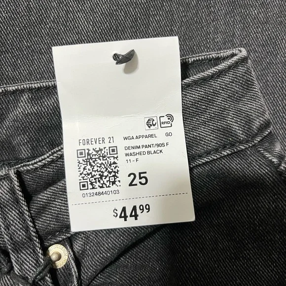 Forever 21 Black Straight-Leg Jeans with Crystal Trim - Picture 5 of 6